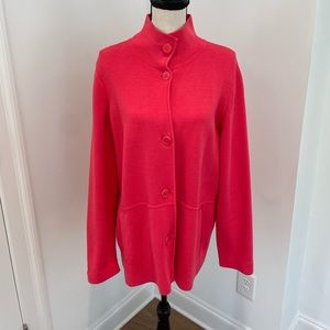 Talbots classic pink knit open front jacket
